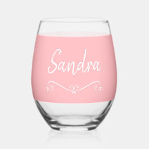 Rosa Vit Namnfödelsedag 4Sandra Dricksglasuppsättn