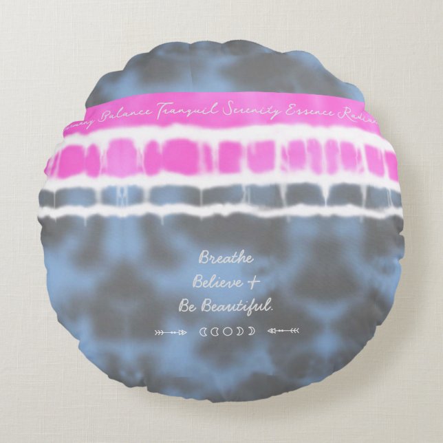 Rosa, vit och blå färgnyans Vrid Sway i Stil Rund Kudde (Framsidan)