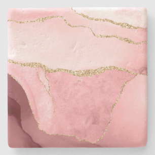 Rosa, vit och Guld Faux Agate Stenunderlägg
