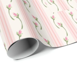 Rosa vit och krämfärgad shabby chic blommönster presentpapper