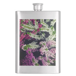 Rosa, vit och lila blommor fickplunta