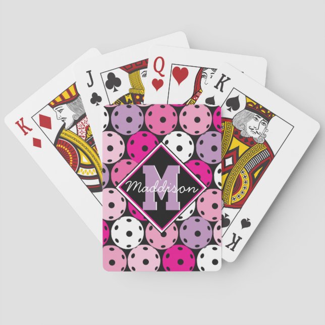 Rosa-, vit- och lila-picklebollar med namn  casinokort (Baksidan)