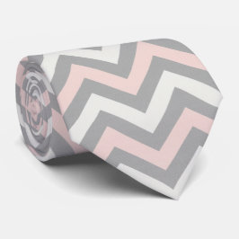 Rosa, vit och ljust grå chevron slips