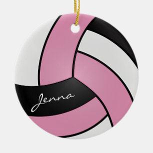 Rosa, vit och svart personlighet Volleyball Julgransprydnad Keramik