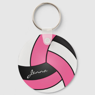 Rosa, vit och svart volleyboll nyckelring