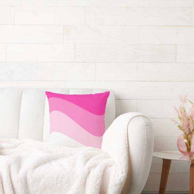Rosa vit ombré vågmönster kudde (Soffa)