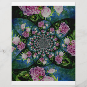 Rosa vit påsklilja blommande vattenfärg mandala