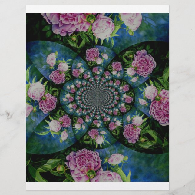 Rosa vit påsklilja blommande vattenfärg mandala (Framsida)