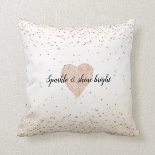  Rosa Vit Peach Ombre Guld Confetti Heart Kudde