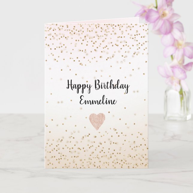  Rosa Vit Peach Ombre Guld Confetti Kort (Orkide)