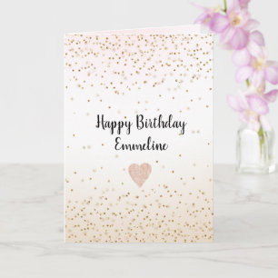 Rosa Vit Peach Ombre Guld Confetti Kort