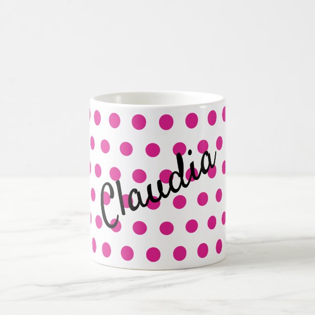 Rosa, vit polka dost Namn Kaffemugg (Center)