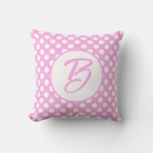 Rosa vit polka dots monogrammerad