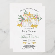 Rosa vit pumpa baby shower guld