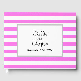 Rosa/vit Rand Bröllop Gästböcker