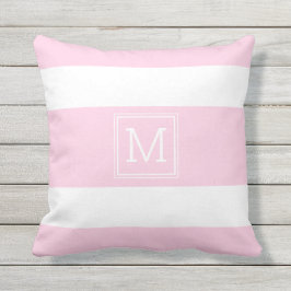 Rosa, vit Rand Enkel Monogram-Anpassningsbar Kudde