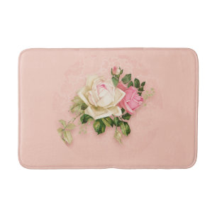 Rosa & Vit ros Blommigt Bouquet Badrumsmatta