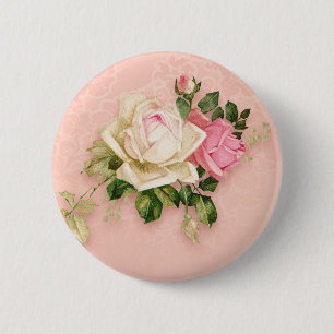 Rosa & Vit ros Blommigt Bouquet Knapp
