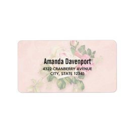 Rosa & Vit ros Bouquet Adressetikett