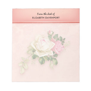 Rosa & Vit ros Bouquet Anteckningsblock