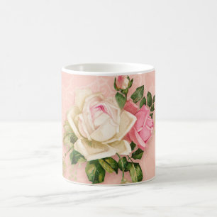 Rosa & Vit ros Bouquet Kaffemugg
