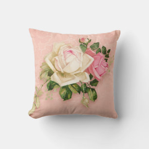 Rosa & Vit ros Bouquet Kudde