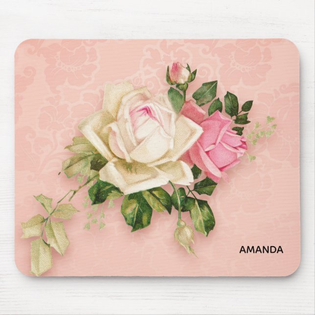 Rosa & Vit ros Bouquet Musmatta (Framsidan)