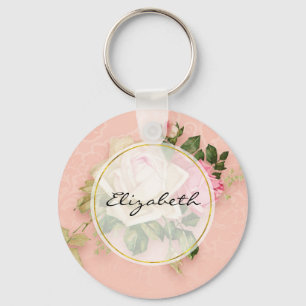 Rosa & Vit ros Bouquet Nyckelring