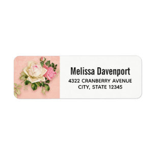 Rosa & Vit ros Bouquet Returadress Etikett