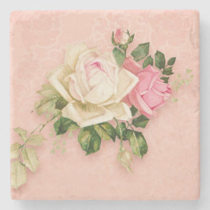 Rosa & Vit ros Bouquet Stenunderlägg