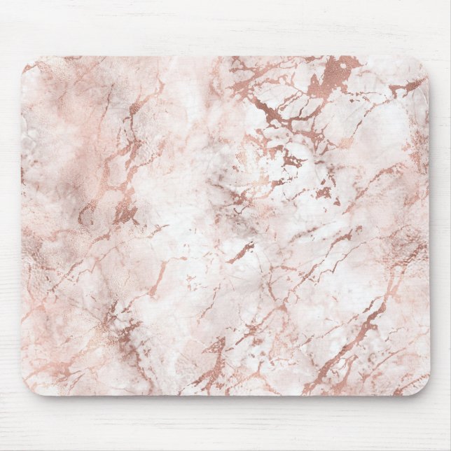 Rosa Vit ros Guld Faux Marble Struktur Musmatta (Framsidan)