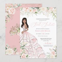  Rosa Vit ros Luxury Glam Sweet sixteen I Inbjudningar