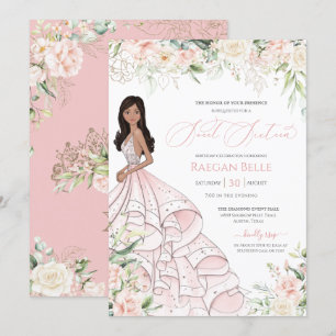 Rosa Vit ros Luxury Glam Sweet sixteen I Inbjudningar