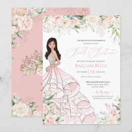  Rosa Vit ros Luxury Glam Sweet sixteen Inbjudningar