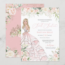  Rosa Vit ros Luxury Sweet sixteen Invit