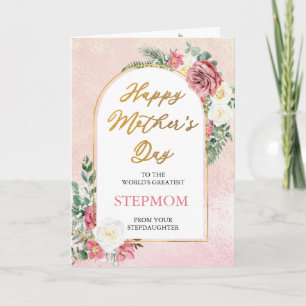 Rosa Vit ros Orchid Lycklig Mors dag Stepmamma Kort