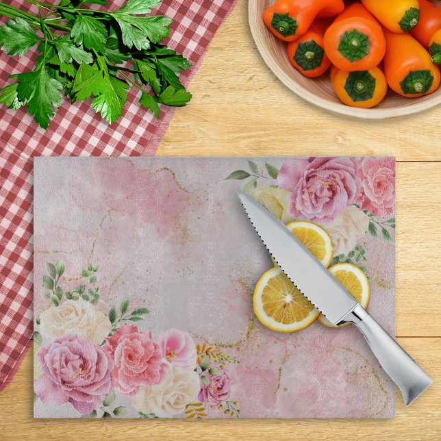 Rosa Vit ros på Marble Watercolor (Skapare uppladdad)
