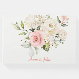 Rosa Vit ros White Hydrangeas Greenery Bröllop Gästböcker