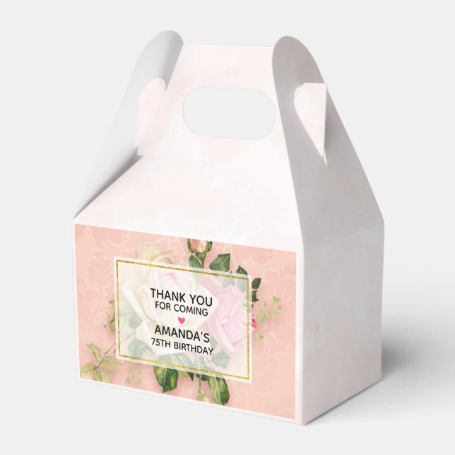 Rosa & vit rosblomsterbukett presentaskar (Framsidan Sidan)