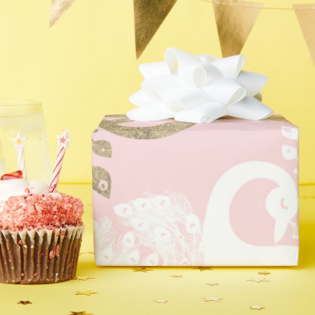  rosa, vit royal i guld presentpapper (Födelsedagsfest)