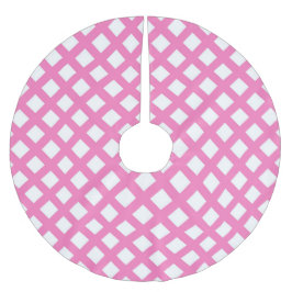 Rosa vit rutdiamantmönster julgransmatta borstad polyester