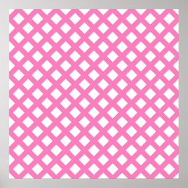 Rosa vit rutdiamantmönster poster