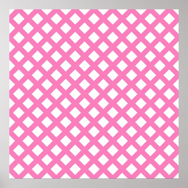 Rosa vit rutdiamantmönster poster (Framsidan)