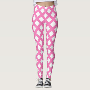Rosa vit rutig diamantmönster leggings