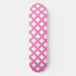 Rosa vit rutig diamantmönster mini skateboard bräda 18,5 cm
