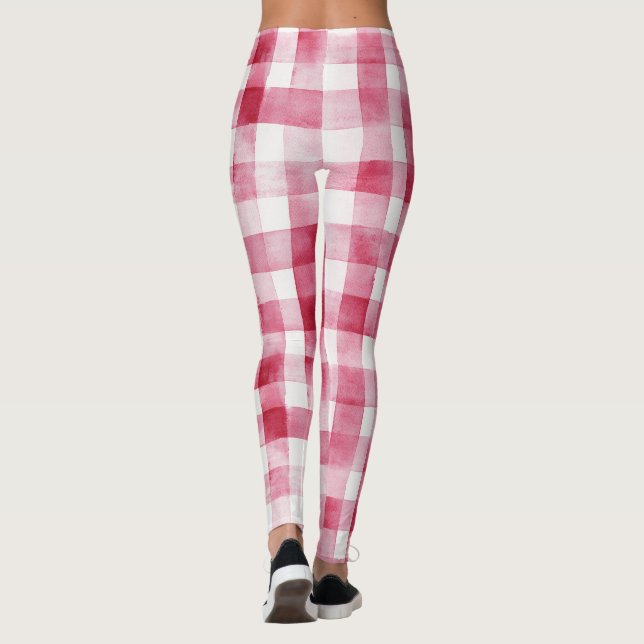 Rosa Vit Rutig Ränder   Leggings (Baksida)