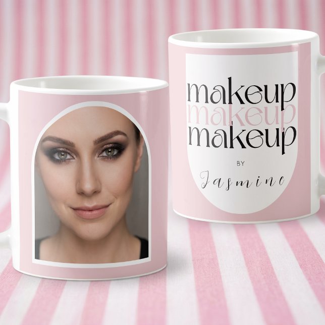 Rosa vit sminkartist söt foto  kaffemugg (Skapare uppladdad)