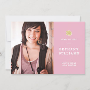 Rosa & vit typografi - Studentfest Inbjudningar
