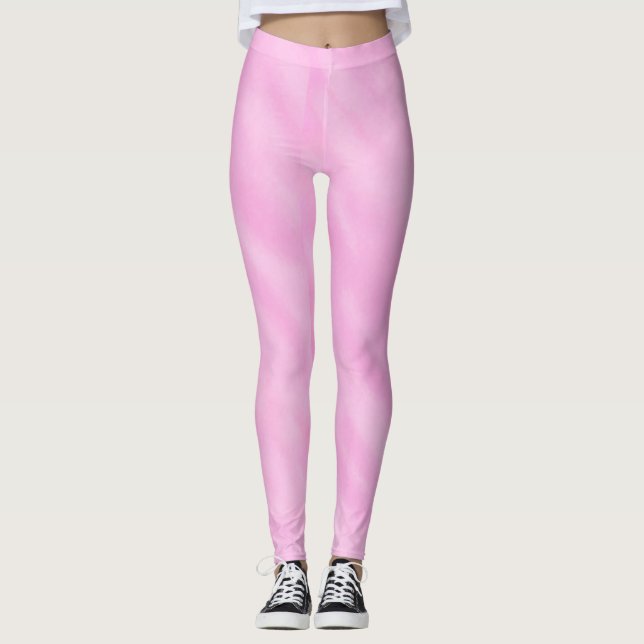 Rosa Vit vattenfärg Tvättar färgämnen Leggings (Framsida)