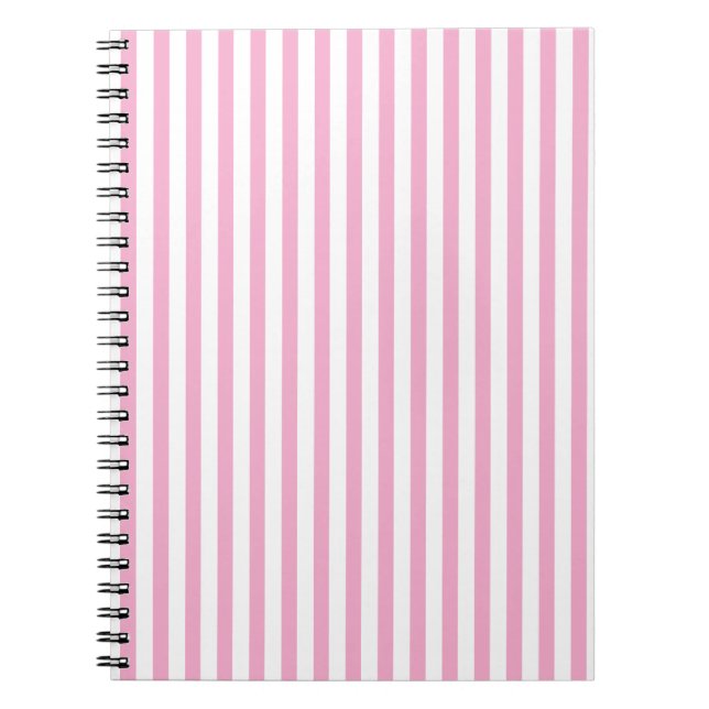 Rosa vit vertikal randig mönsterdesign anteckningsbok (Framsidan)